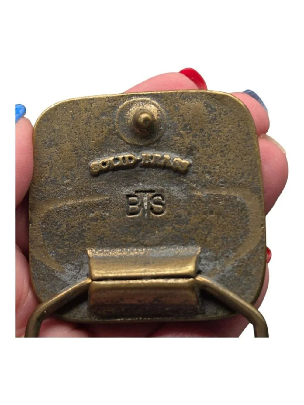 BTS solid brass and enamel belt buckle woman's profile 2.25